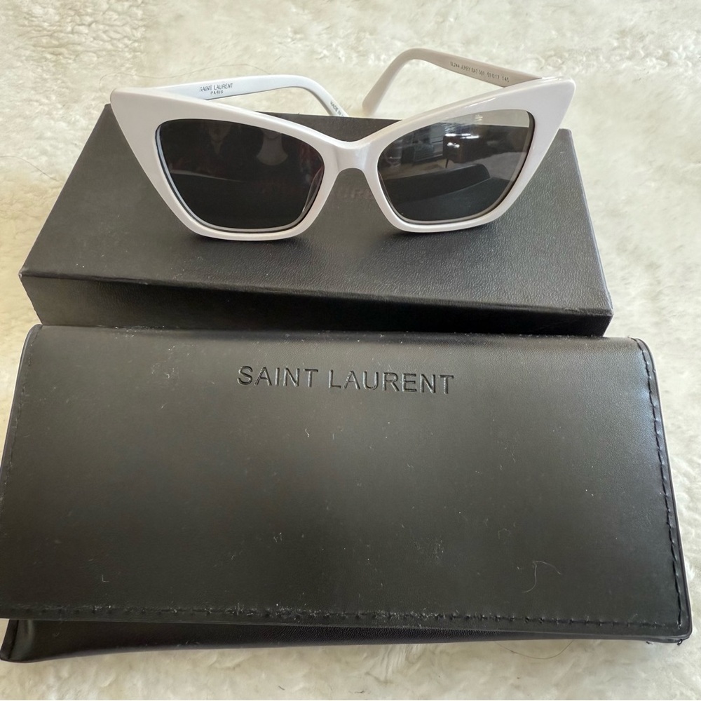 Saint Laurent White Cat-Eye Sunglasses